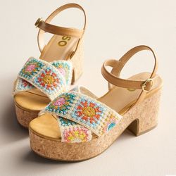 SO Crochet Cross Band Wedge Sandals Women’s Size 7.5 NIB