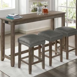 Brand New Grey 4pc Counter Height Dining Table Set 