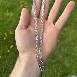 Solid 925 Sterling Silver Italian Forzatina/Anchor/Cable Link Chain, 5mm, 52gram