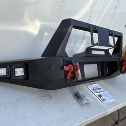 Mid-width Front Bumper Compatible with 2021 // 2022 // 2023 // 2024 // 2025 Ford Bronco Off-road Pump Bully Bumper with Winch Plate, License Plate, D-