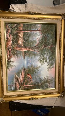Framed Oil Painting Forest Landscape