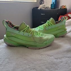 Under Armour Curry 7 Sour Patch Kids Lime Color Mens Size 14 Basketball Shoes