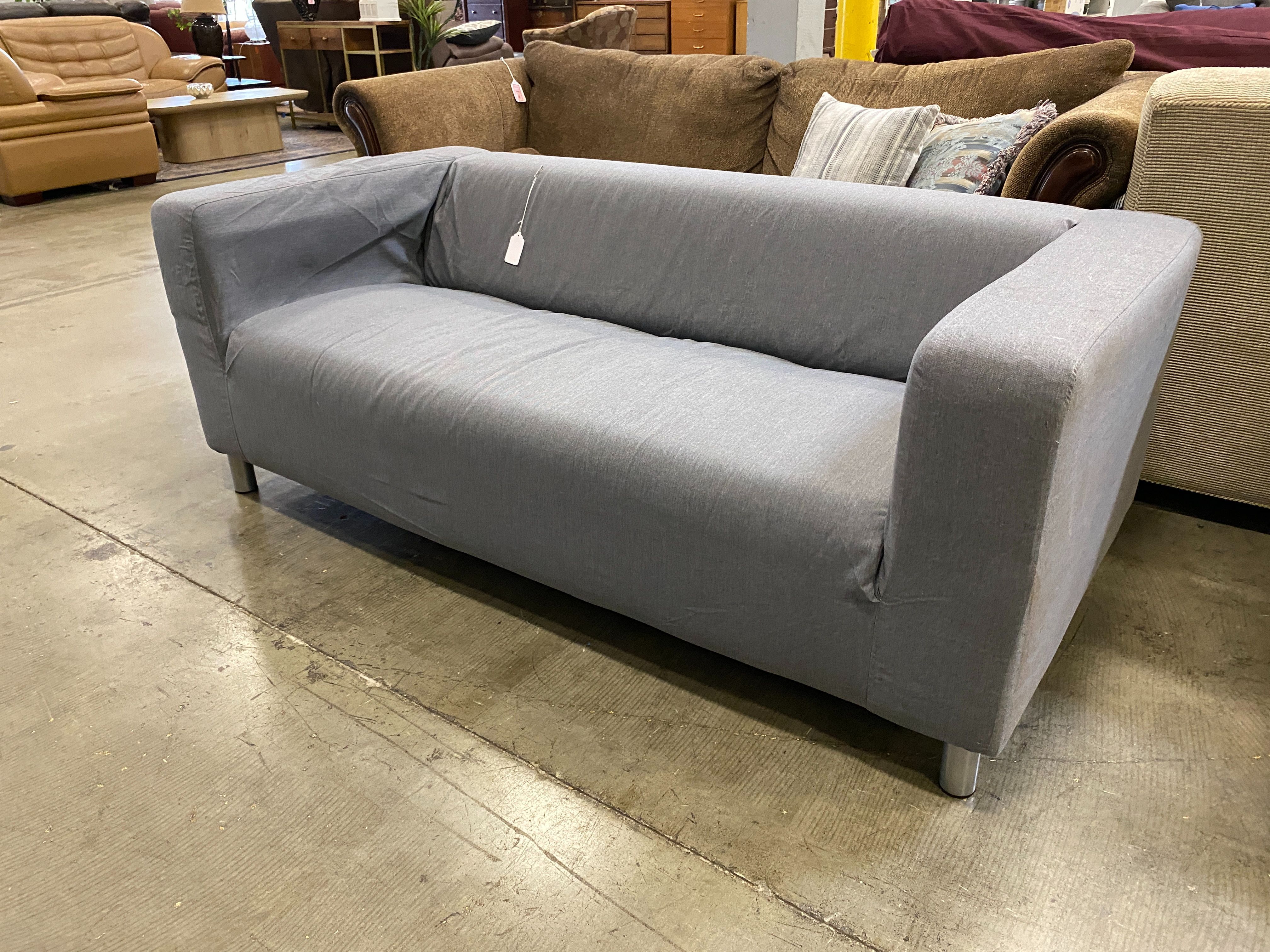 Square Frame Lightweight Grey Loveseat