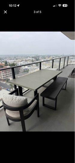 West elm table, chairs and bench