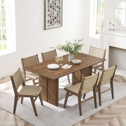 Amistad in Walnut Wood 72 in. Column Dining Table Seats 8
