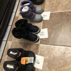 KIDS SNOW BOOTS NEW SIZES 10-9-8-6 NEW ASKING 25 EACH PAIR CASH ONLY AVAILABLE 