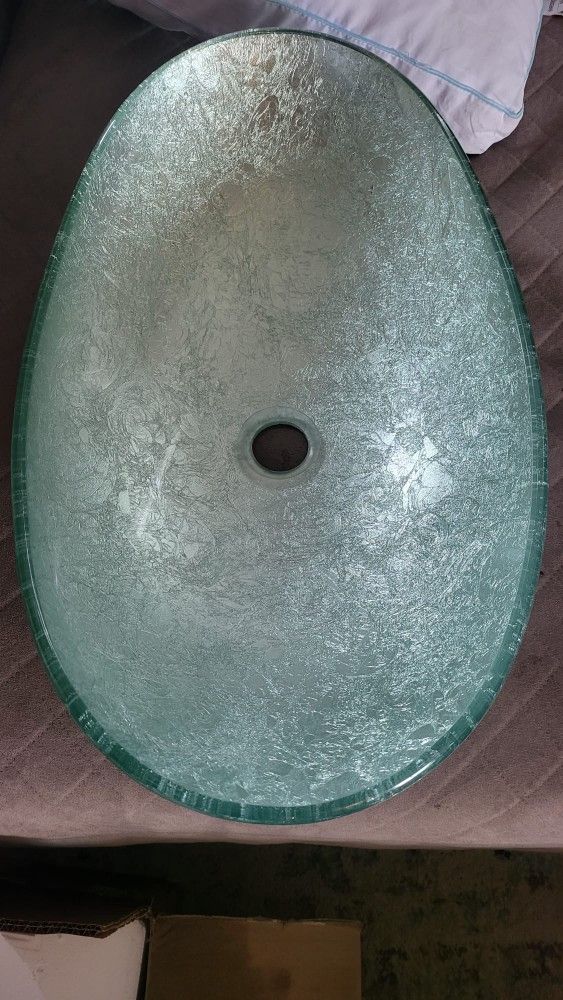 Brand New Modern Glass Sink With Faucet