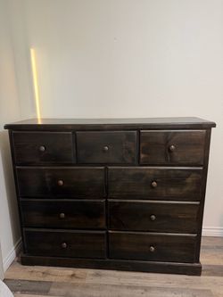 Dark Wood 9-Drawer Dresser