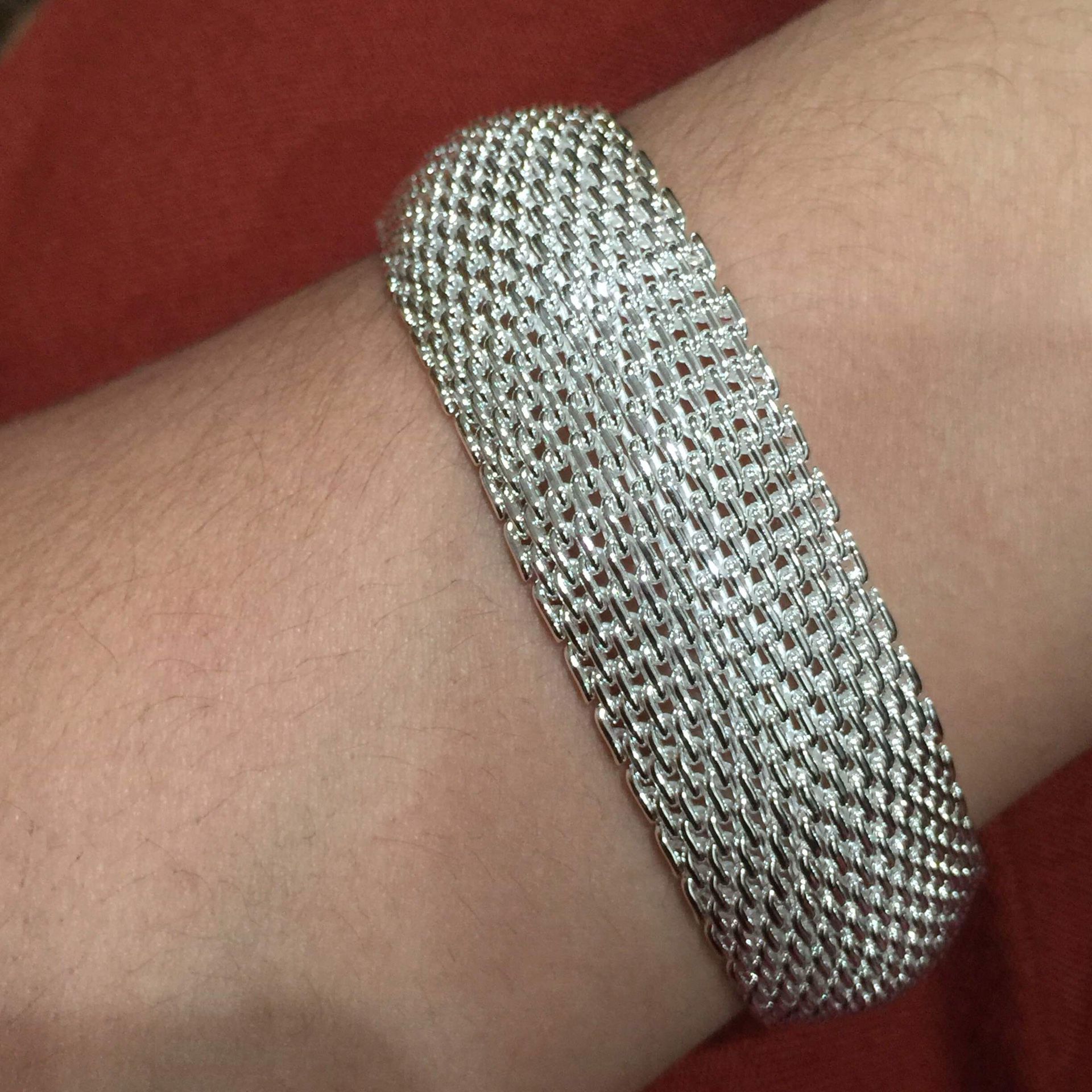 Sterling silver plated mesh bangle bracelet