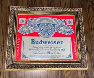 Vintage Budweiser "King of Beers" advertising mirror bar sign.