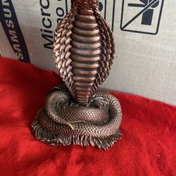 9.5 inch Copper Plated Alabaster Greek Snake Statue Imported From Greece (2 available) 