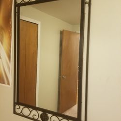 Antique Entry Mirror And Stand 