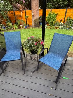 Set of 2 Blue Outdoor Patio Sling Chairs