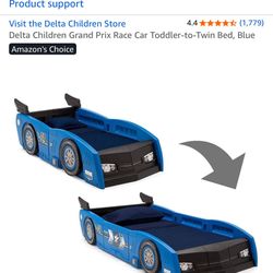 Delta Children Grand Prix Race Car Toddler-to-Twin Bed, Blue 