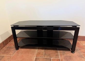 Modern Black Glass TV Stand / Media Console
