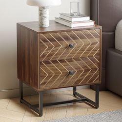 Modern Nightstand with Two Storable Drawers,Sturdy Bedside Table Space-Saving Night Stand with