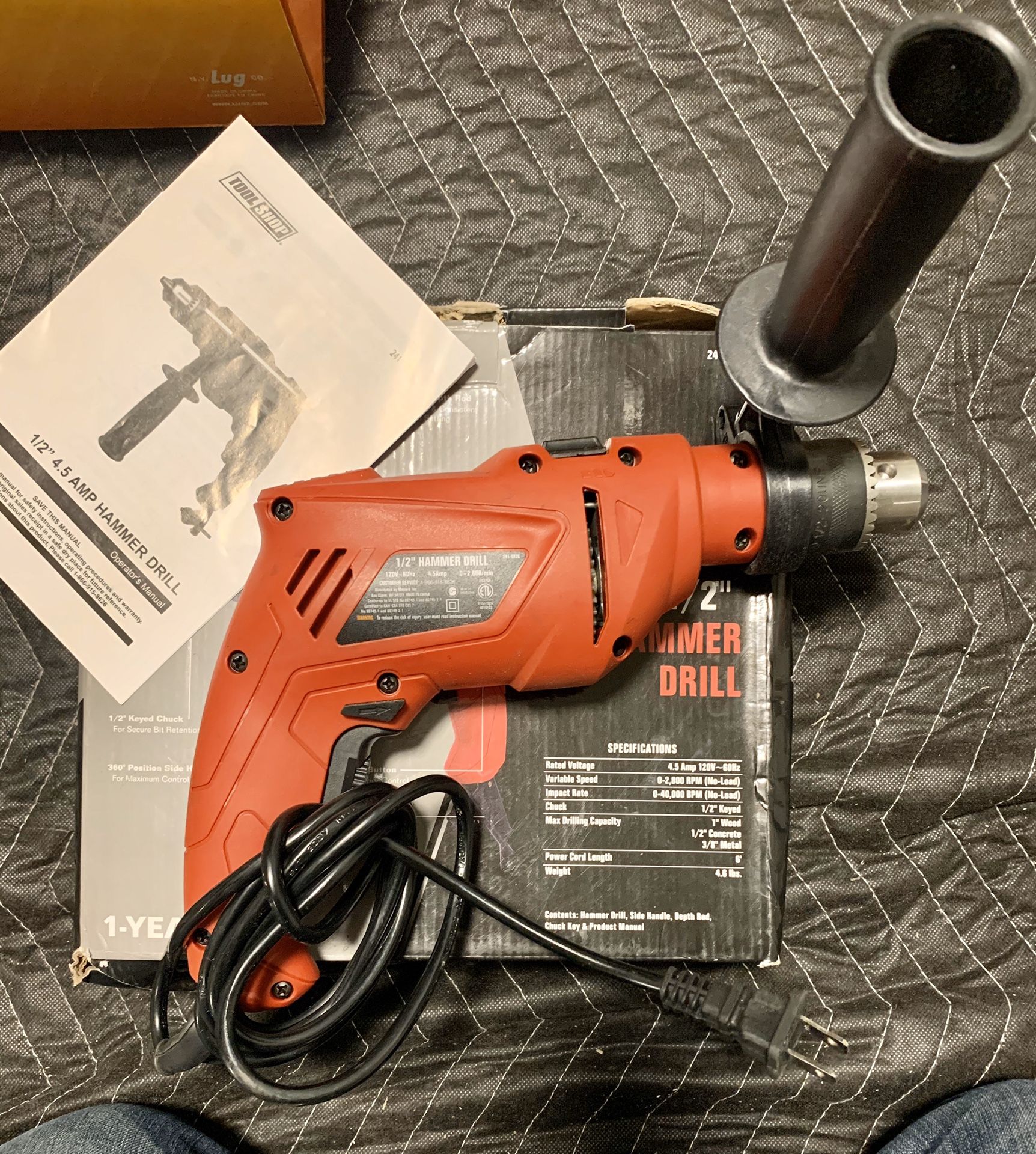 1/2 “ hammer drill corded 4.5 Amps