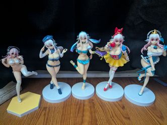 Super Sonico Anime Figure Set of 5 LOOK IN DESCRIPTION