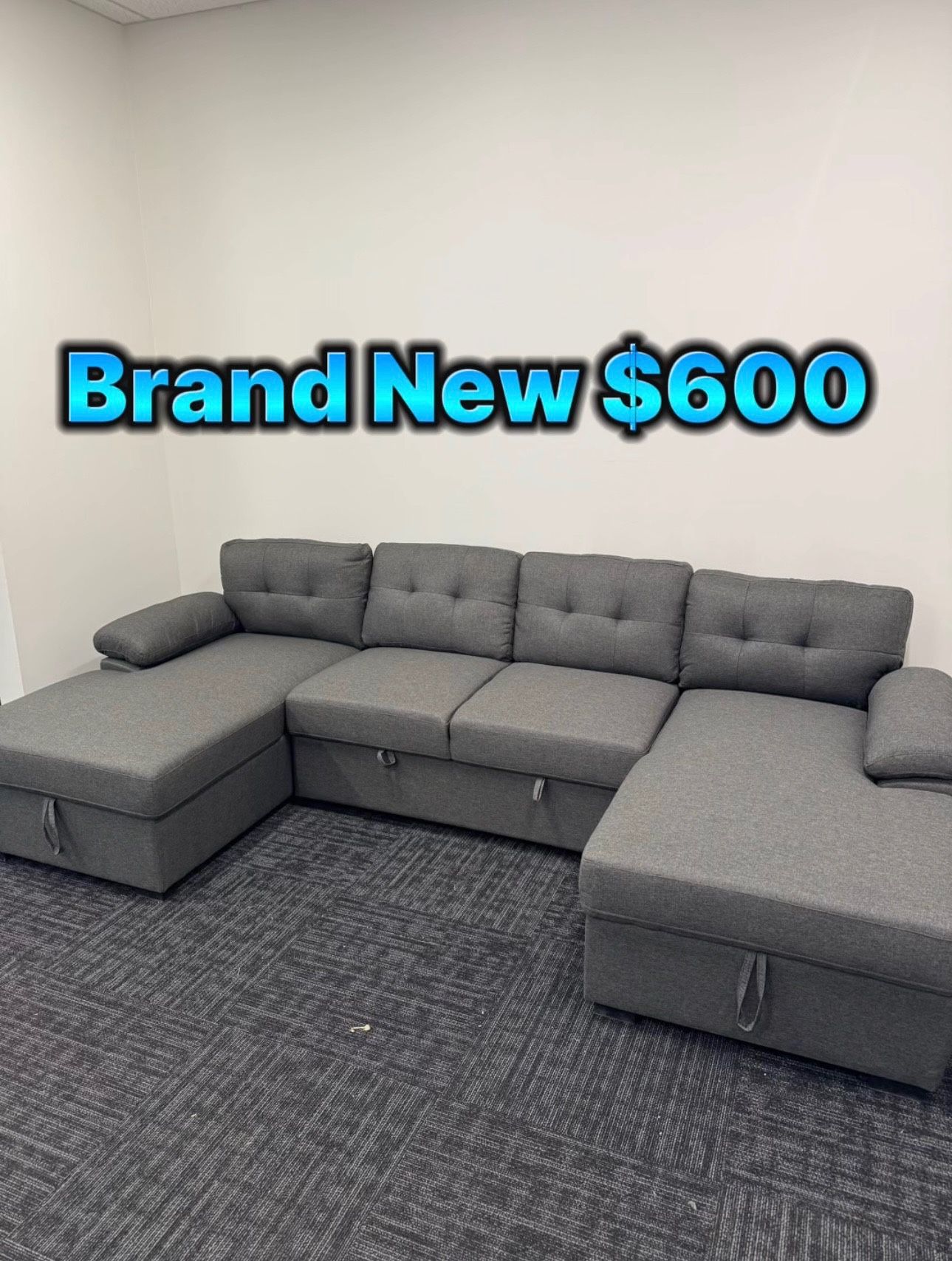 Double Storage Sectional Sofa Bed Couch 🛋️ New In Box 📦 Pull Out Bed ✅ Double Storage ✅