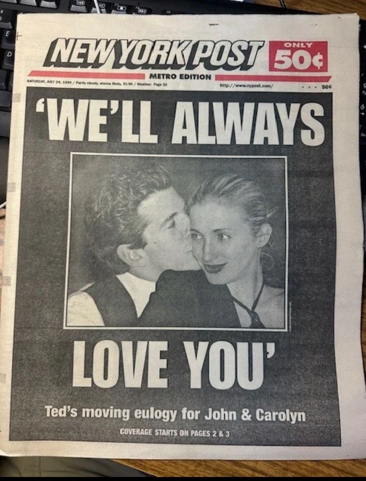 New York Post – July 24, 1999 Edition  - JFK Plane Crash