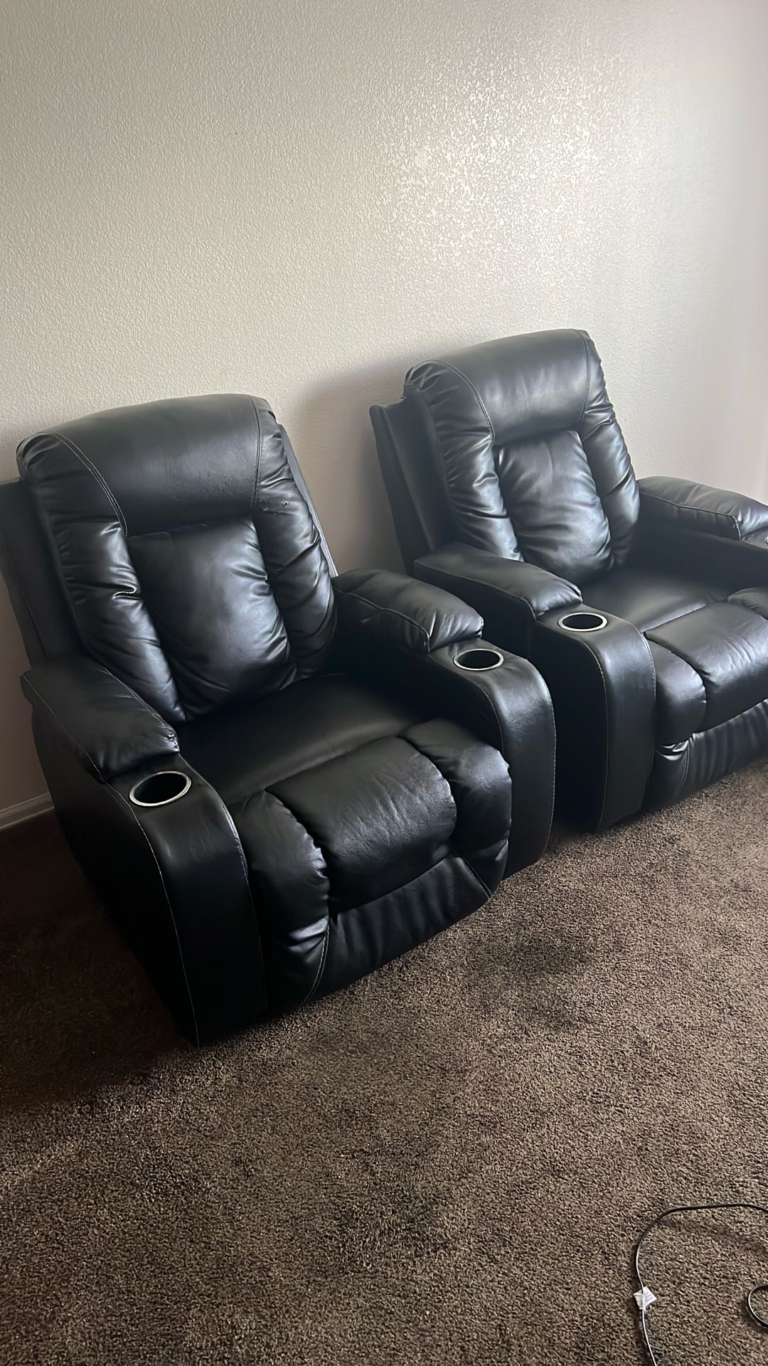 Black Leather Recliner Set