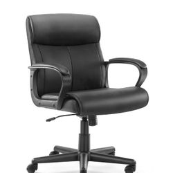 Ergonomic Home Office Chair, Heavy Duty Desk Chair Adjustable Height 360° Swivel Rolling PU Leather Gaming Chair with Lumbar Support, Padded Armrest f