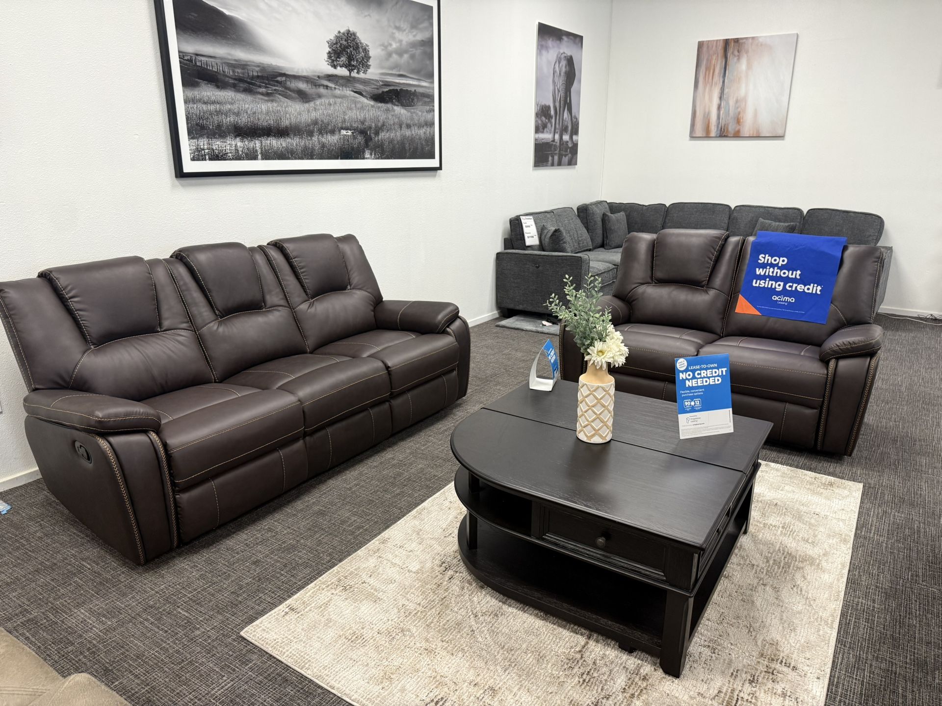 2pc Brown Sofa & Loveseat Recliner Set - $0 Down Financing 