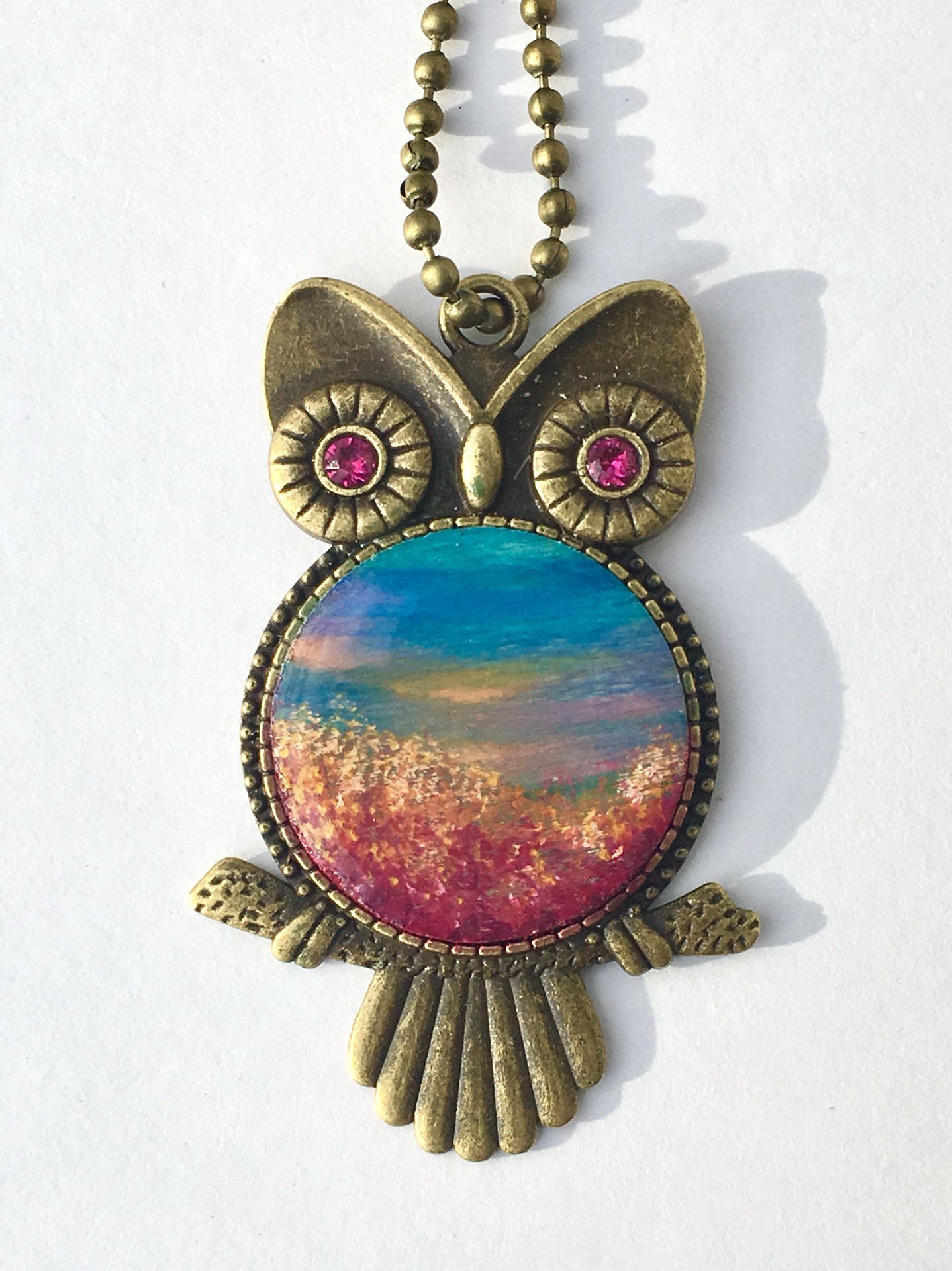 Handmade bronze owl necklace