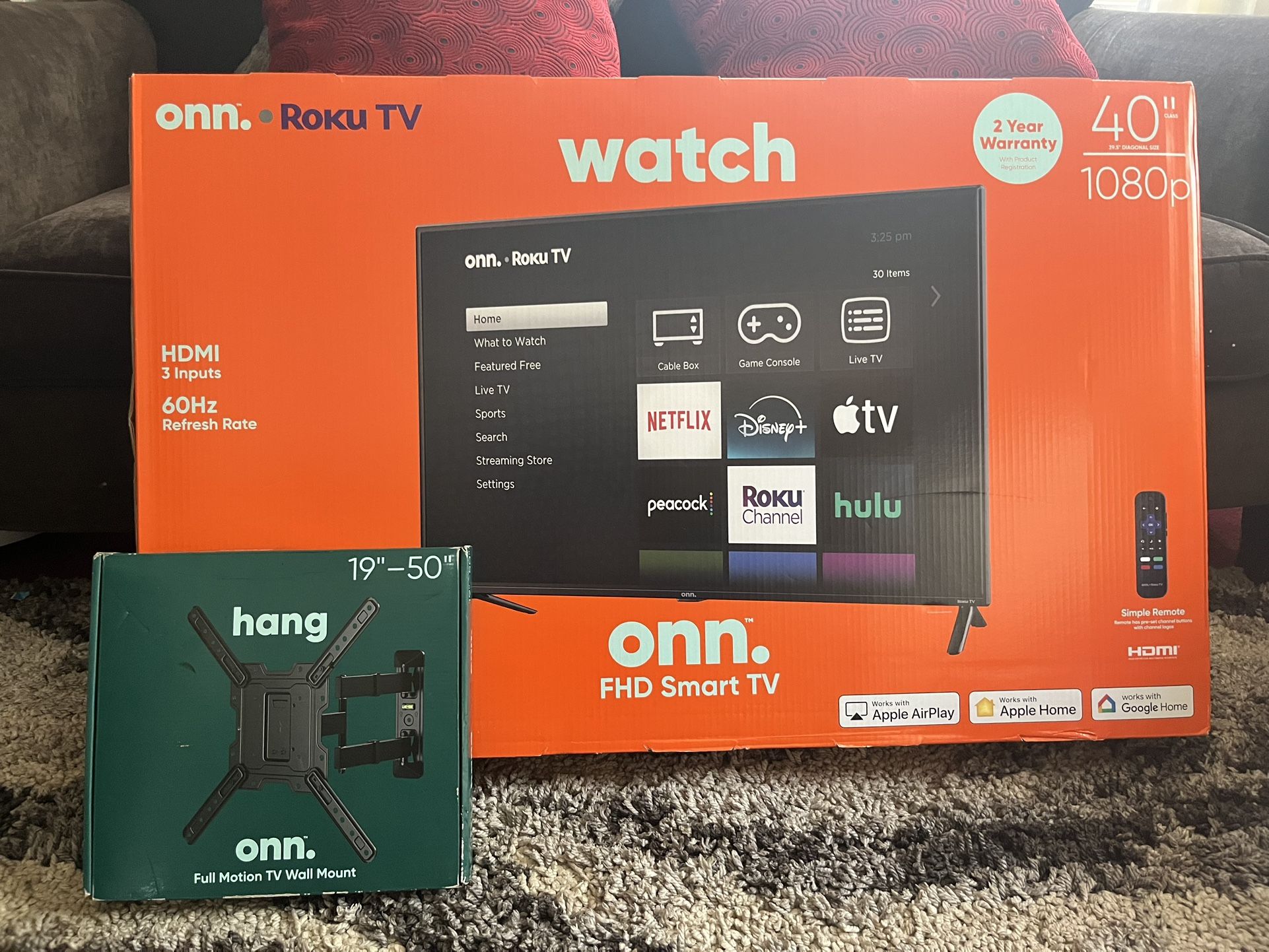 40in Roku Tv With Wall Mount