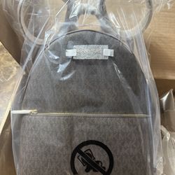 Michael Kors Sheila Medium Logo Backpack Brown Vanilla Black $498 NWT Packed