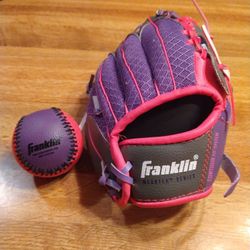 New Girls Baseball Mitt And Ball