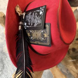 Red ❣️ Cowgirl Hat One Size Adjustable One Of A Kind 