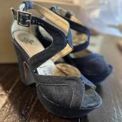 Blue Denim Wedge Sandals