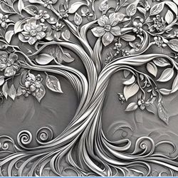 2-5Stove Top Cover for Electric Tree of Life Stove Decorative Floral Embossed Dish Drying Mat,Kitchen Protective Mat for Stove Surfaces