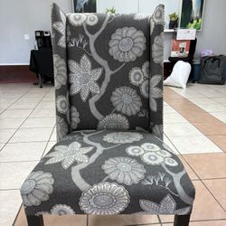 SIX floral print wingback accent  chairs. $40/CHAIR