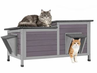 Two-Room Outdoor Cat House AIR93 -G with Opening Roof