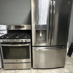 GE counter depth french door refrigerator &. GE 5 burner gas range set stainless steel 