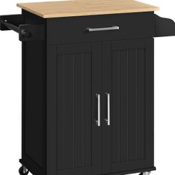 Black kitchen Cart W Storage