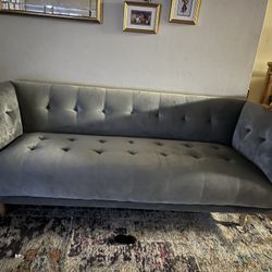 Grey Velvet Chesterfield Couch