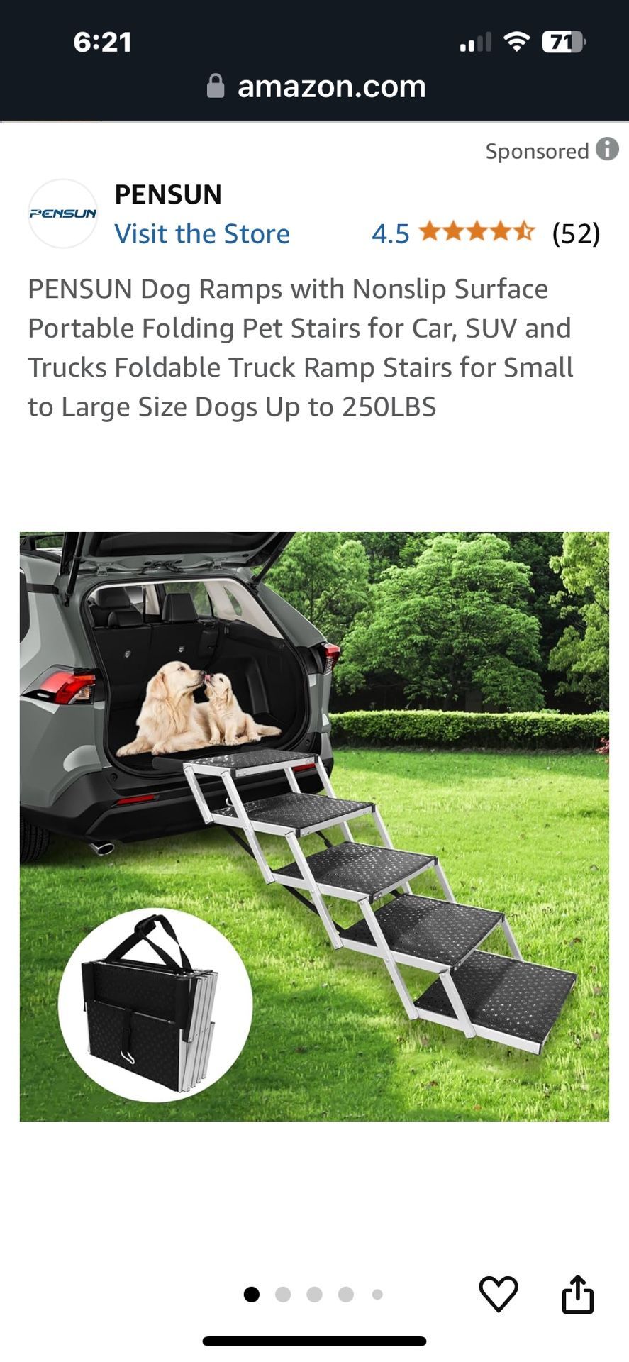 Petruna Dog Ramps Portable Folding Pet Stairs
