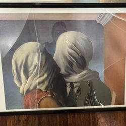 Canvas Poster by Rene Magritte The lovers Print for Decor Lithograph  Wall Art with Frame