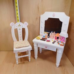 18-inch Doll Vanity Chair & Accessories 