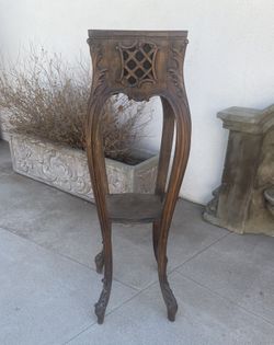 Antique Wood Planter Stand Carved 