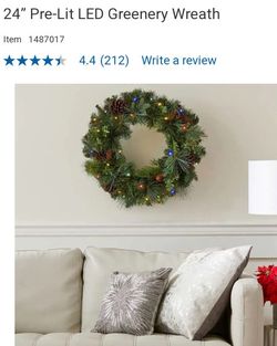 24” Pre-Lit LED Greenery Wreath