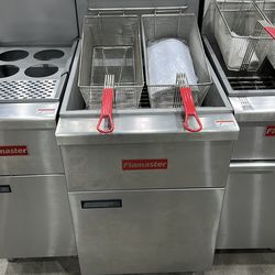 Flamaster FLM-F5-LP 21" Liquid Propane Floor Fryer, 75-80 lb, 5 Tubes, 150,000 BTU