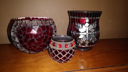 3 piece mosaic glass set
