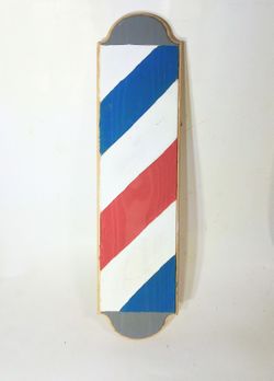 Wooden Hand Painted Barber Pole Wall Plaque 