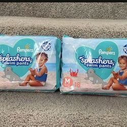 2 Packs Pampers Splashers Swim Diapers (M)