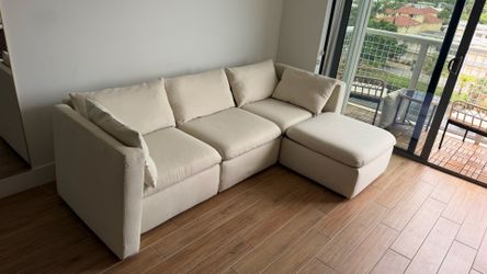 Sofa with Fully Removable Covers and Storage, Convertible U, L-Shaped