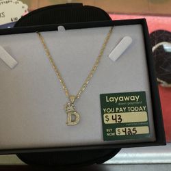 Gold Necklace W “D” Pendant 